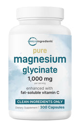 Bottle of Pure Magnesium Glycinate 1000mg with 300 capsules